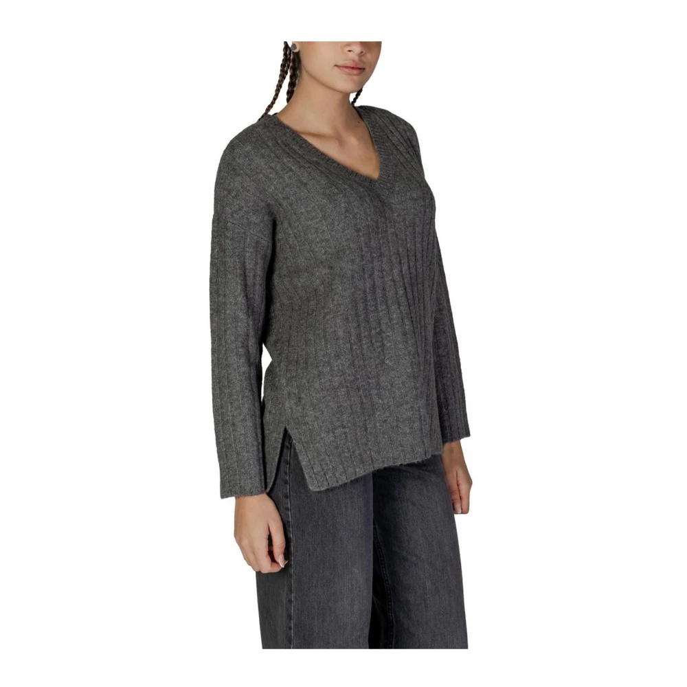 Vila Acryl Blend Sweater met Polyester Gray Dames