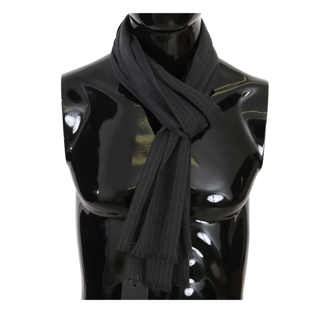 Dolce & Gabbana Men's Black Striped Wool Scarf - Stay Warm And Stylish - Winter Scarves - One Size- Accessories