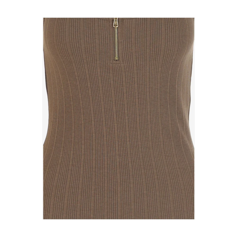 Patou Logo Gebreide Top met Ritssluiting Brown Dames