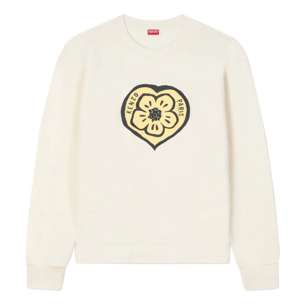 Kenzo Herr Vit Sweatshirts & Hoodies S, Bomull, Boke Heart Sweatshirt