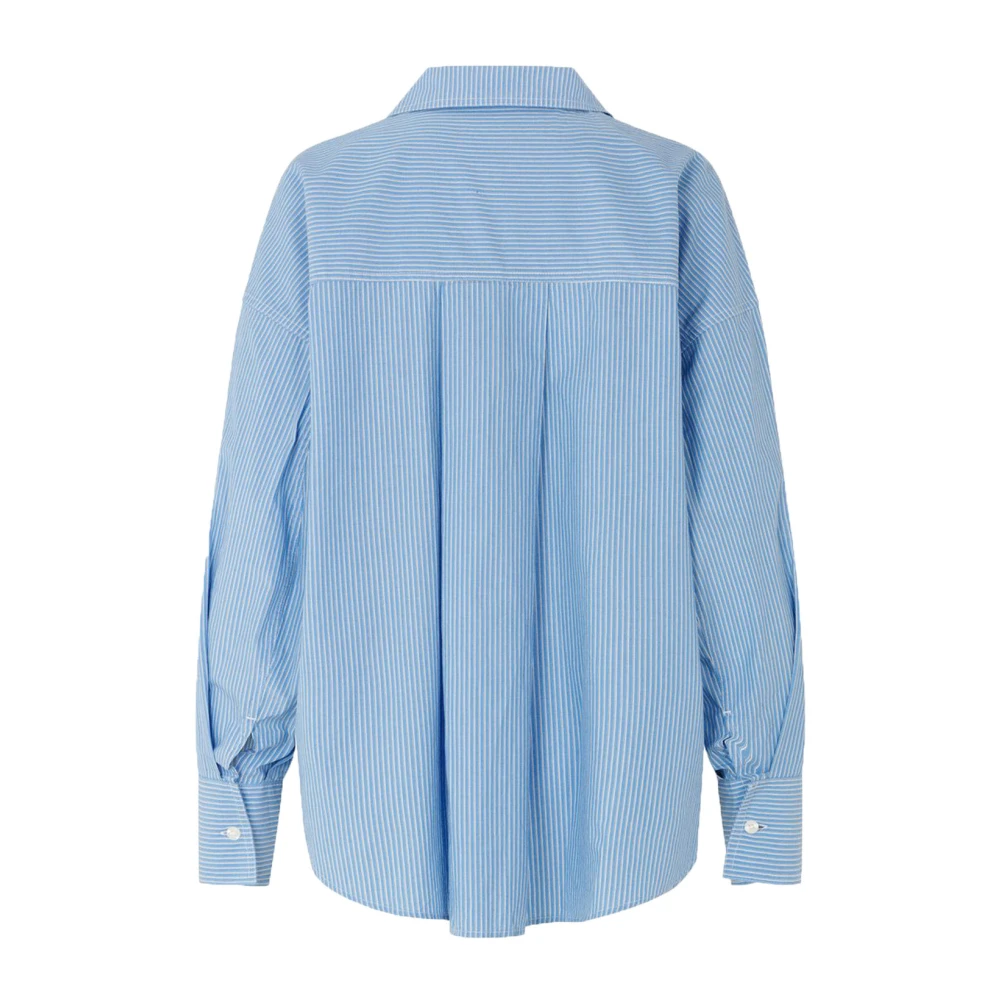 Samsøe Gestreept Katoenen Shirt Essentieel Blue Dames