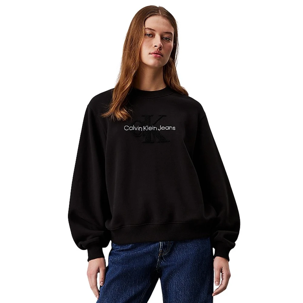 Calvin Klein Jeans Monogram Fleece Sweater Dames Black Dames