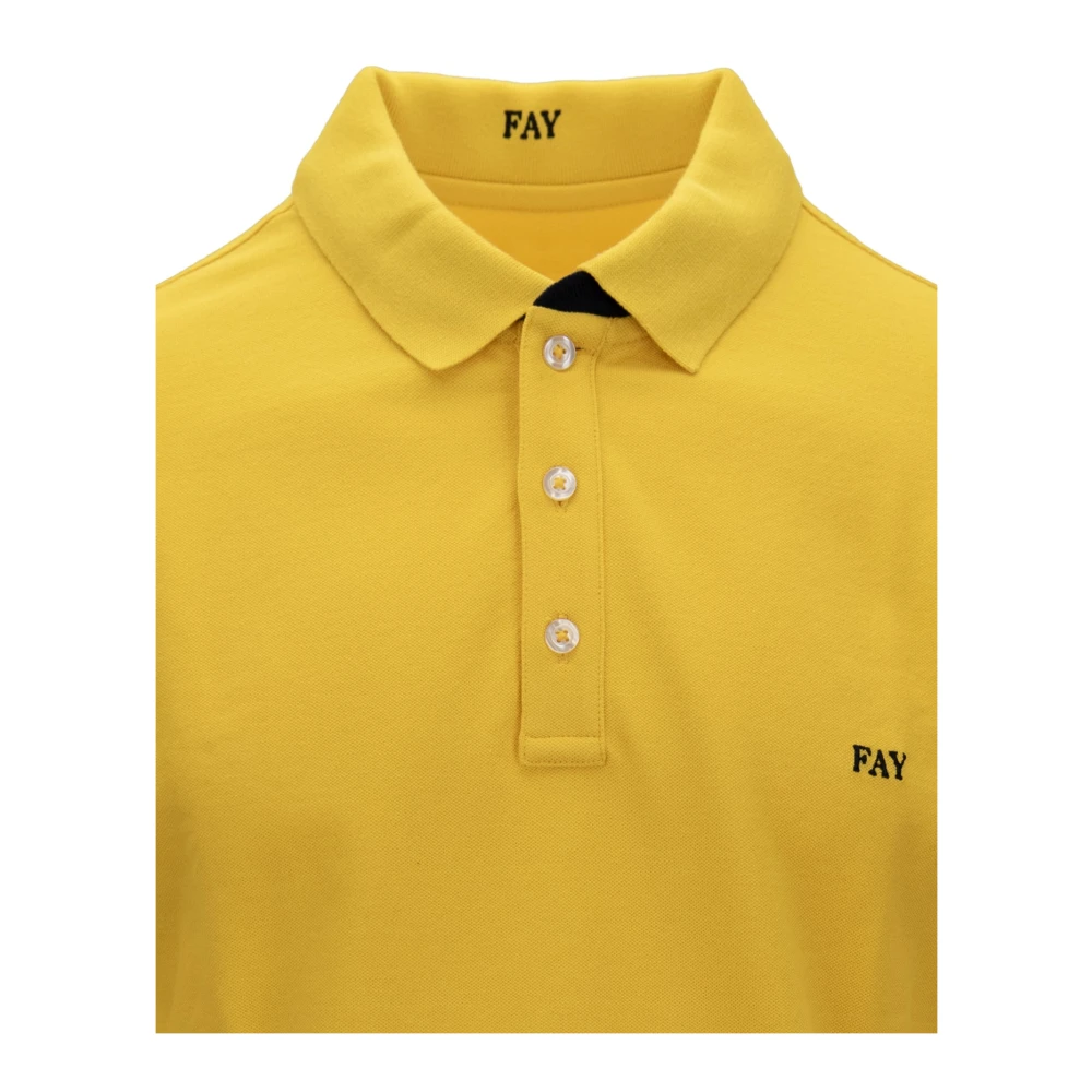 Fay Heren Button Polo Shirt Yellow Heren