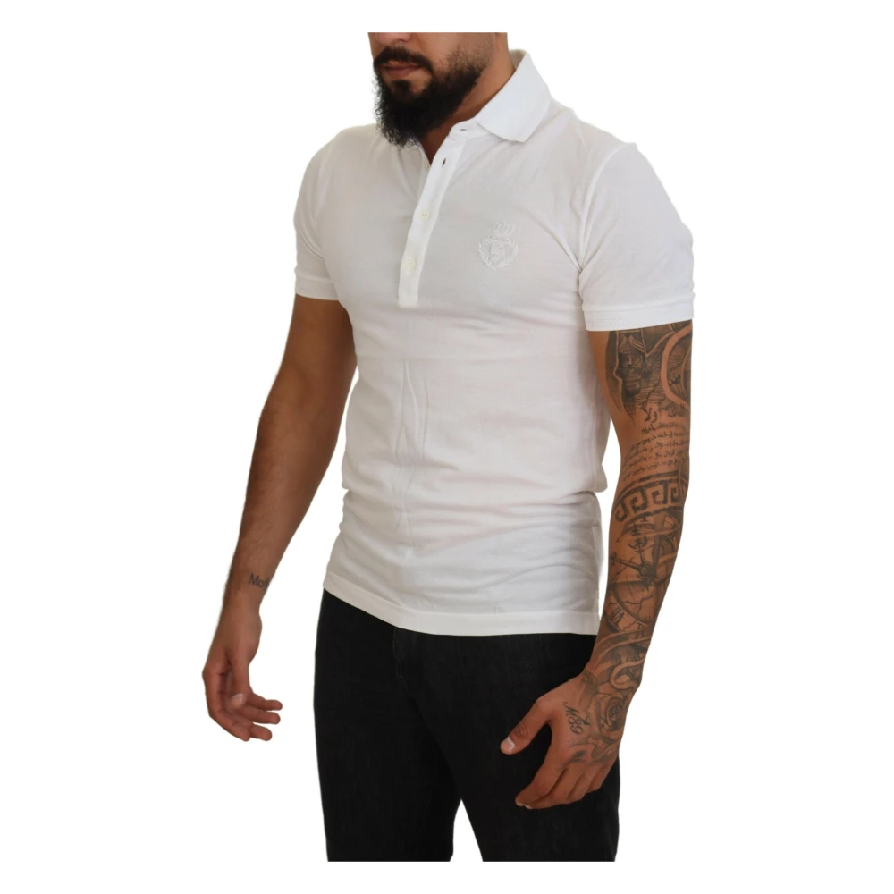 Dolce & Gabbana Witte Katoenen Logo Polo T-shirt White Heren