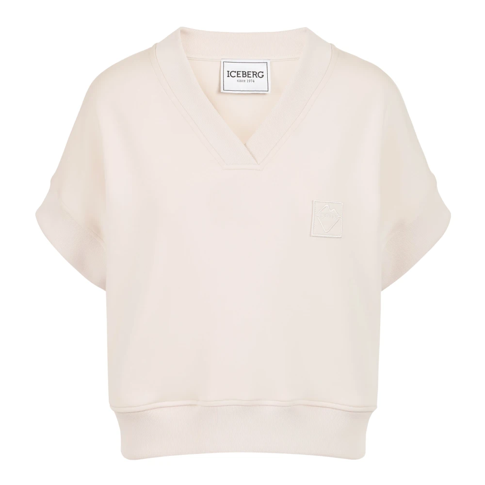 Iceberg Stoffen sweatshirt met korte mouwen in stof met duikuitstraling Beige Dames