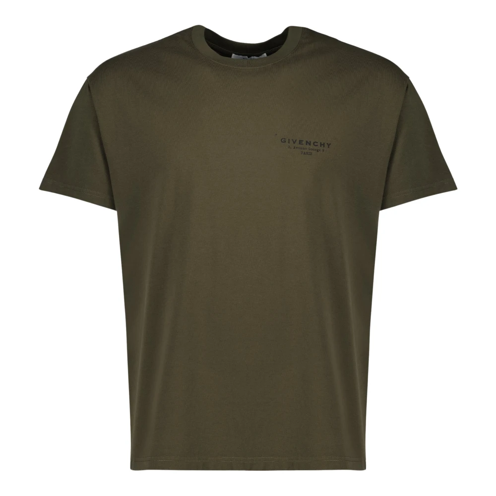 Givenchy Men's Green Signature Print Cotton T-Shirt