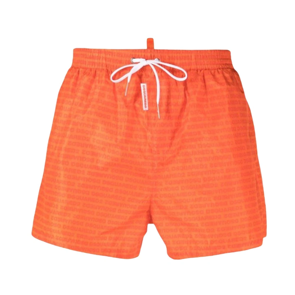 Dsquared2 Men's Orange Beachwear, M, Boxer Swim Trunks