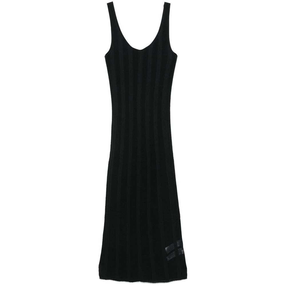 Calvin Klein Zwarte Gebreide U-Hals Jurk Black Dames