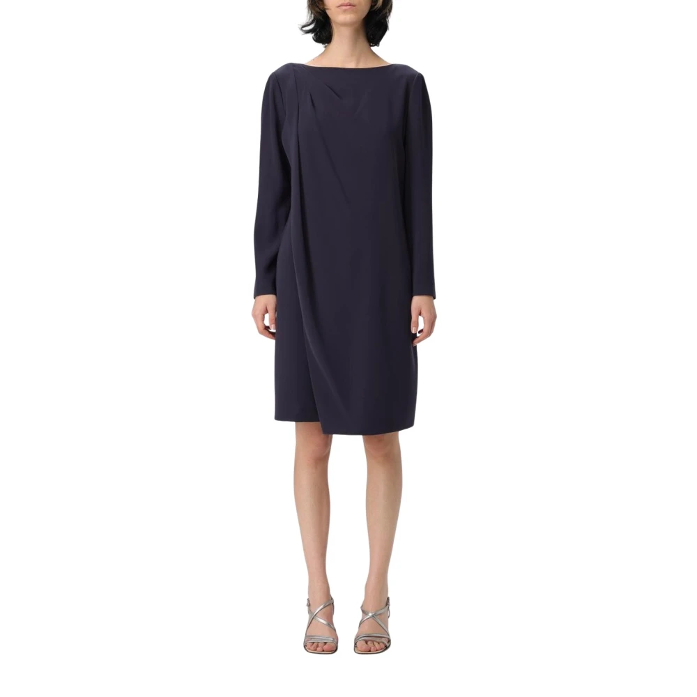 Emporio Armani Women's Blue Short Dresses, Xl, Elegant Draped Mini Dress