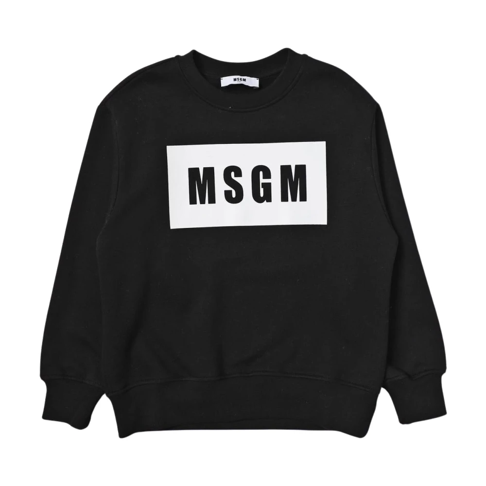 Msgm Unisex Kids Black Logo Graphic Jumper - Kids Sweatshirts - 8 Y - Kids