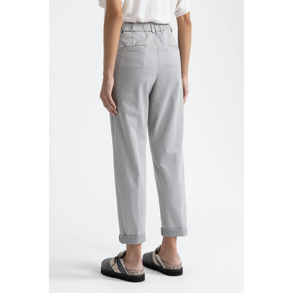 PESERICO Perzikkleurige gabardine wortelbroek Gray Dames