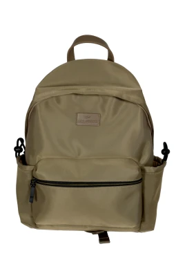 Ikonisk Nylon Ryggsäck med Läderdetaljer