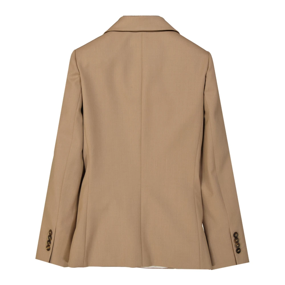 BRUNELLO CUCINELLI Bruine Wol Damesjas met Dubbele Rij Knopen Brown Dames