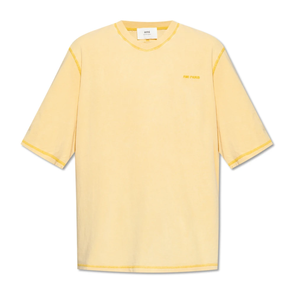 Ami Paris T-shirt met logo Yellow Heren