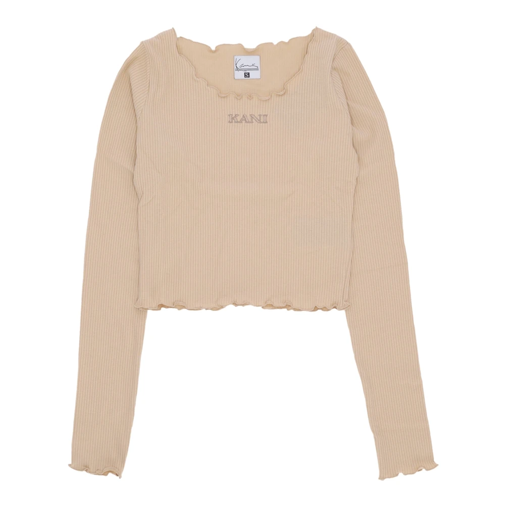 Karl Kani Retro Longsleeve Crew Neck T-shirt Beige Dames