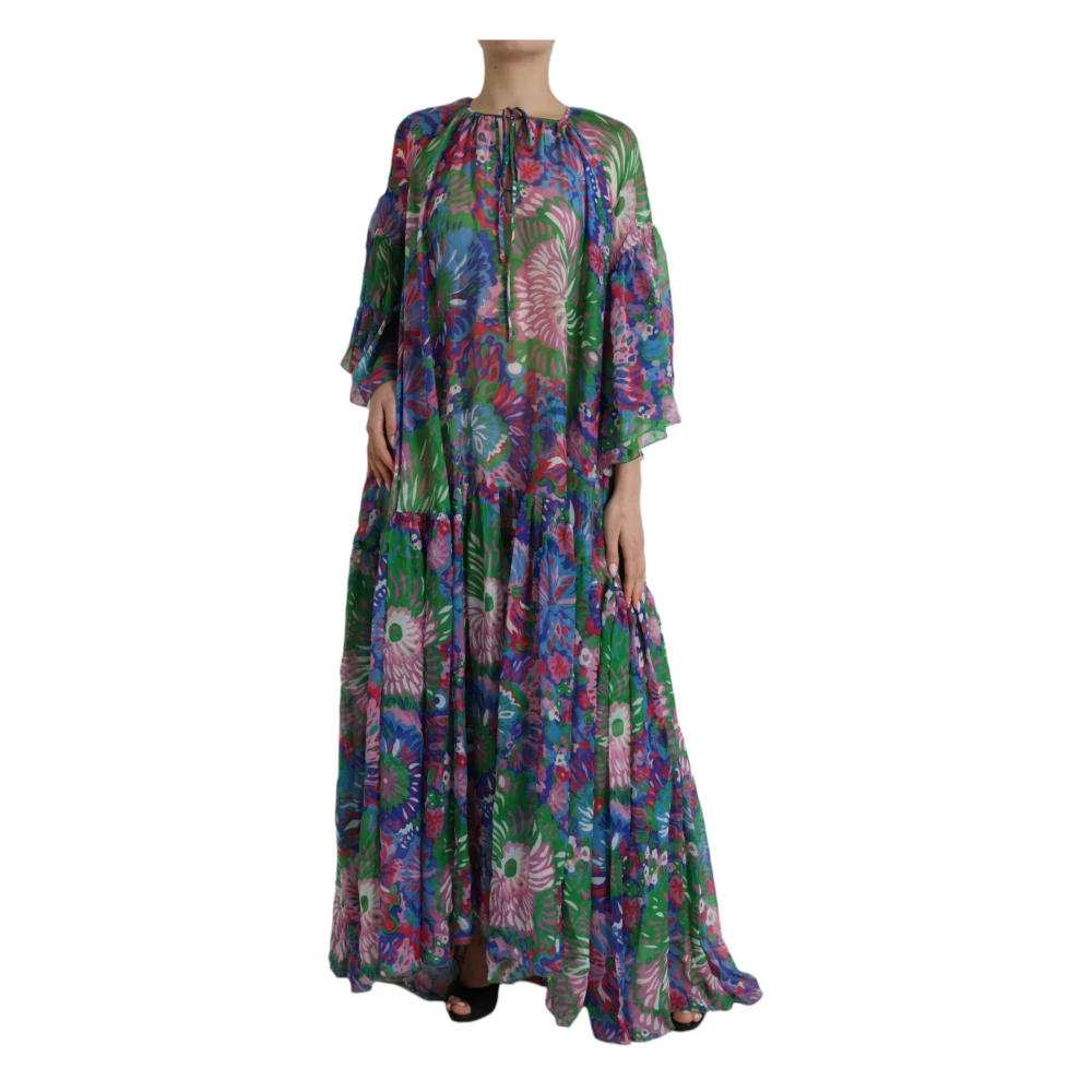 Dolce & Gabbana Bloemen Zijden Maxi Jurk Multicolor Dames