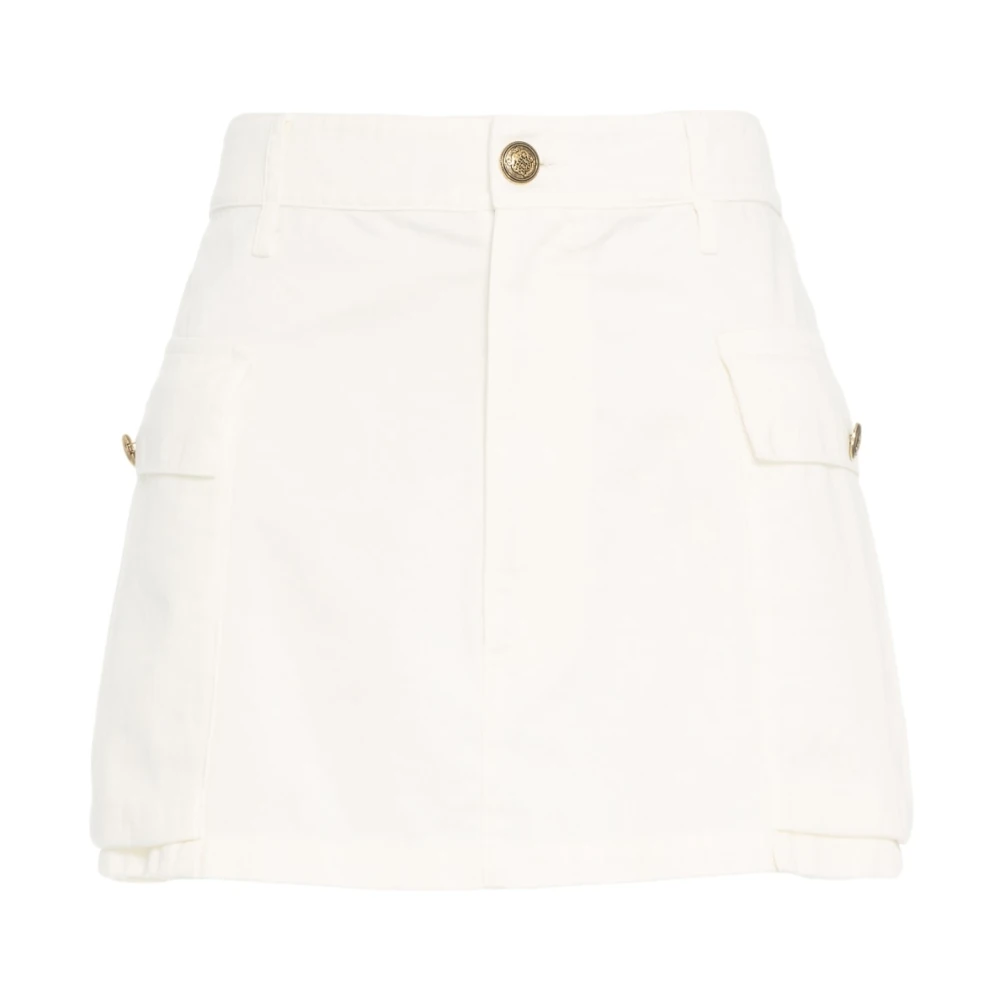 Jucca Witte Denim Mini Rok met Metalen Details White Dames