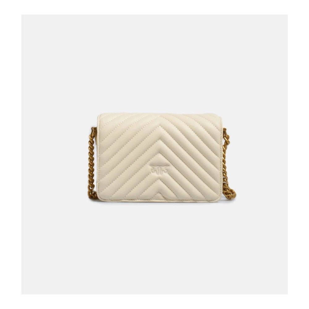 pinko Witte Chevron Schoudertas Beige Dames