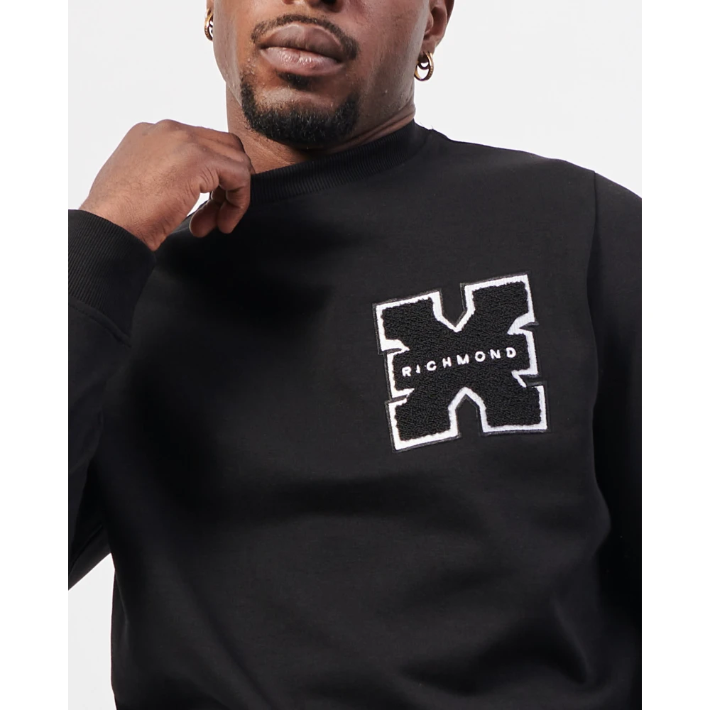 Richmond Zwarte Sweater X Lange Mouw Logo Black Heren