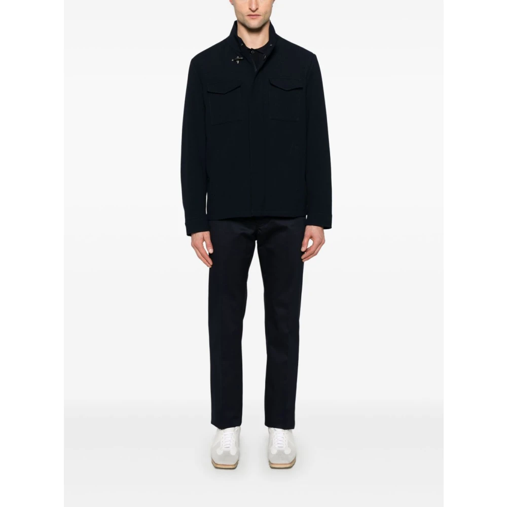 Fay Blauwe Wollen Jas Blue Heren