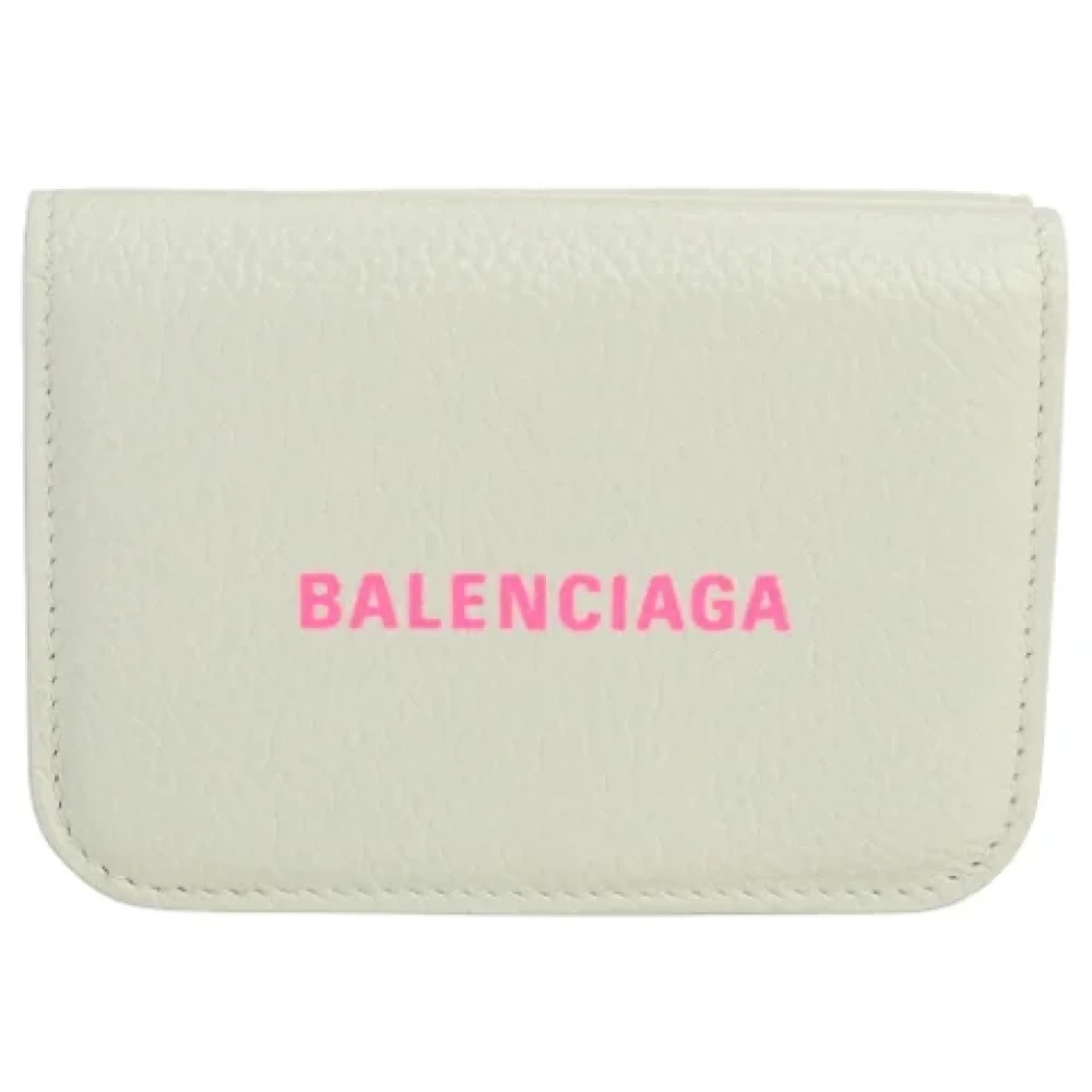 Balenciaga Vintage Tweedehands witleren portemonnee White Dames