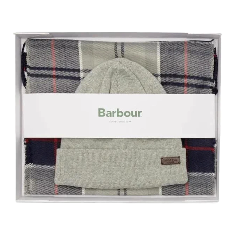 Barbour Grijs Tartan Hoed en Sjaal Set Gray Heren