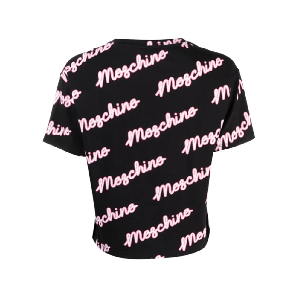 Moschino Zwarte Logo Print Stretch Katoenen T-shirt Multicolor Dames