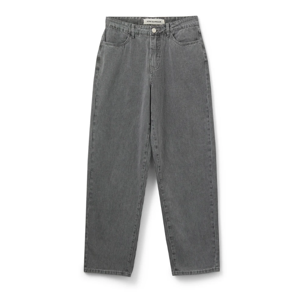 Sofie Schnoor Gray Dark Grey Striped Jeans - Female - Straight Trousers - Xs - Trousers