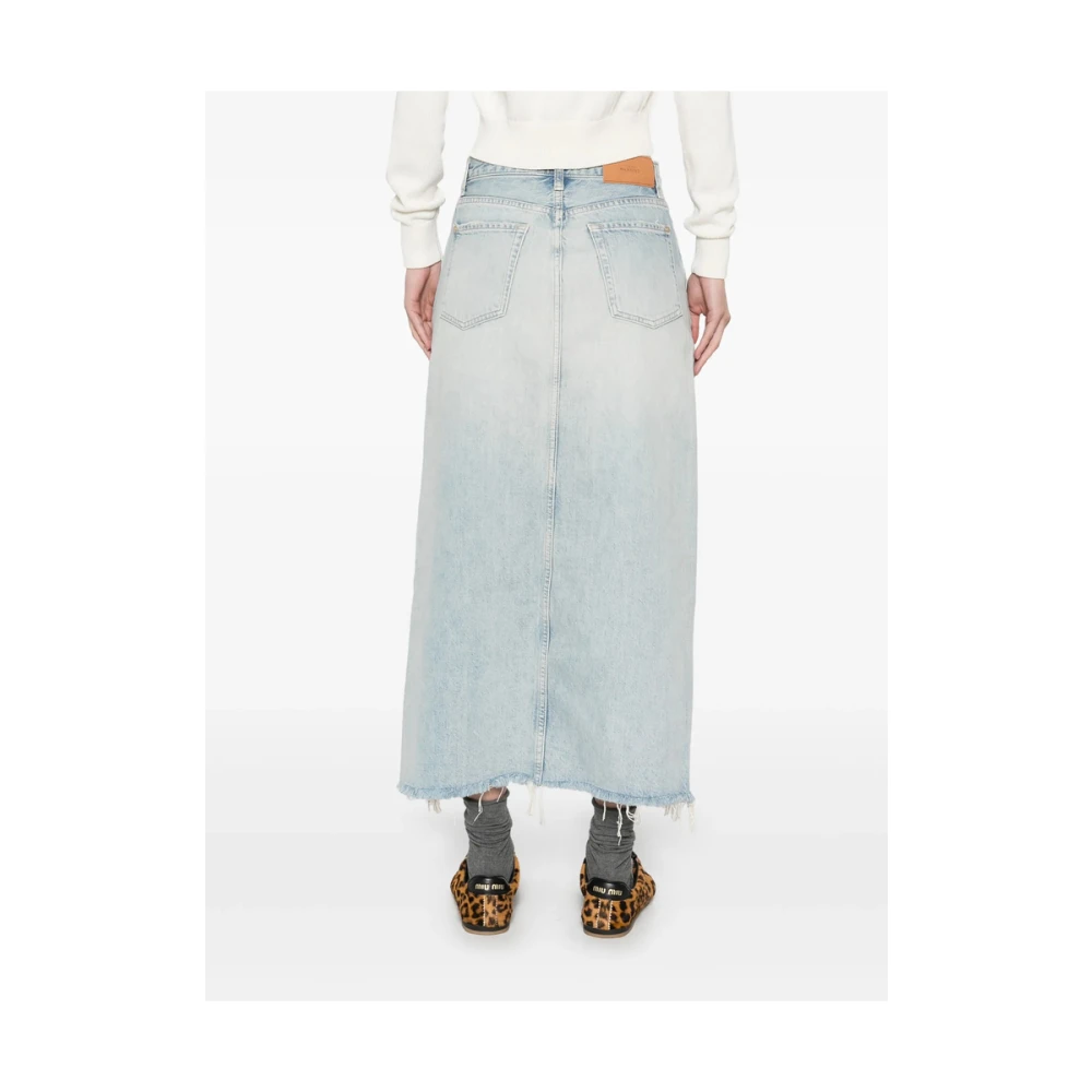 7 For All Mankind Lichtblauwe Ripped Denim Rok Blue Dames