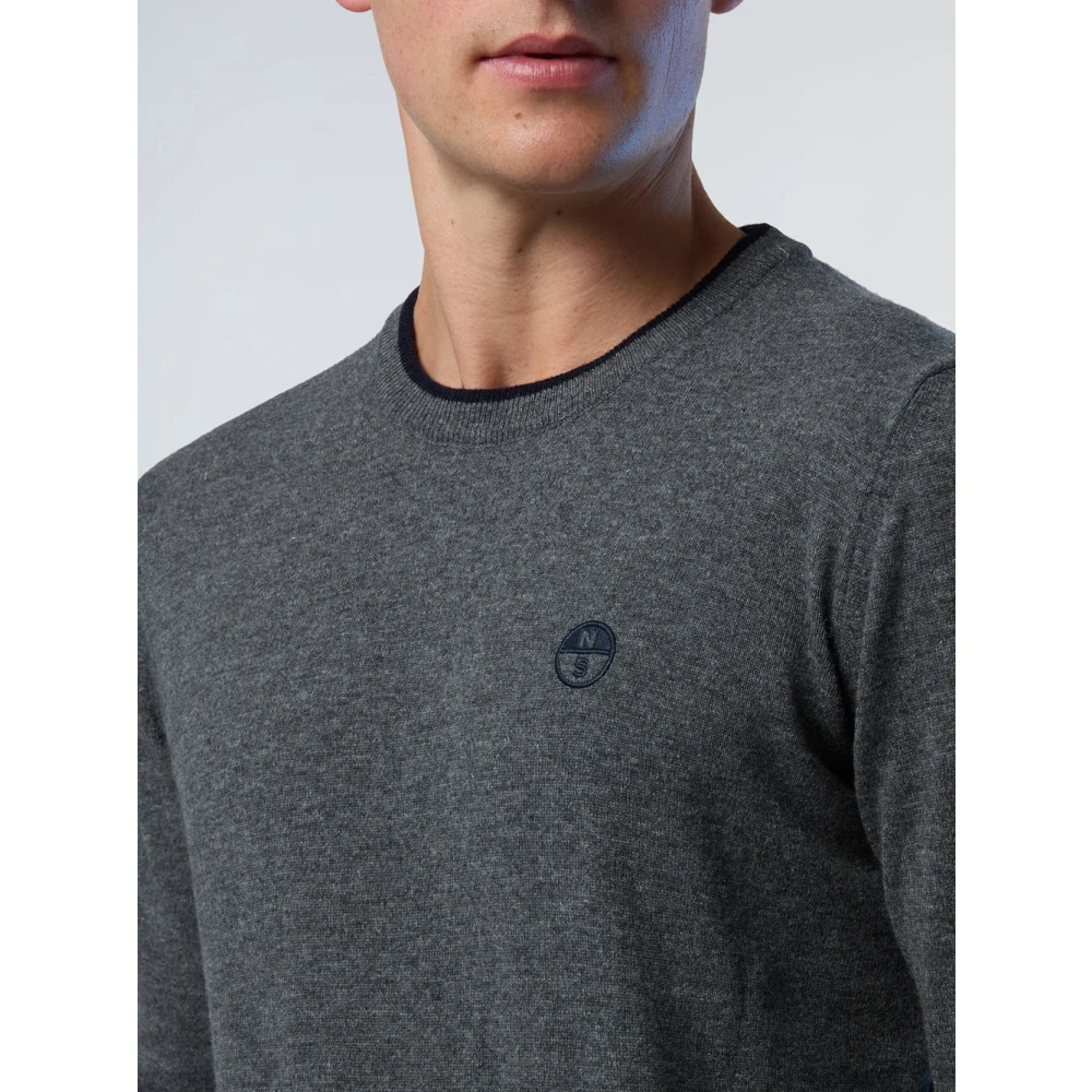 North Sails Grijze Crewneck Sweater met Contrast Trim Gray Heren