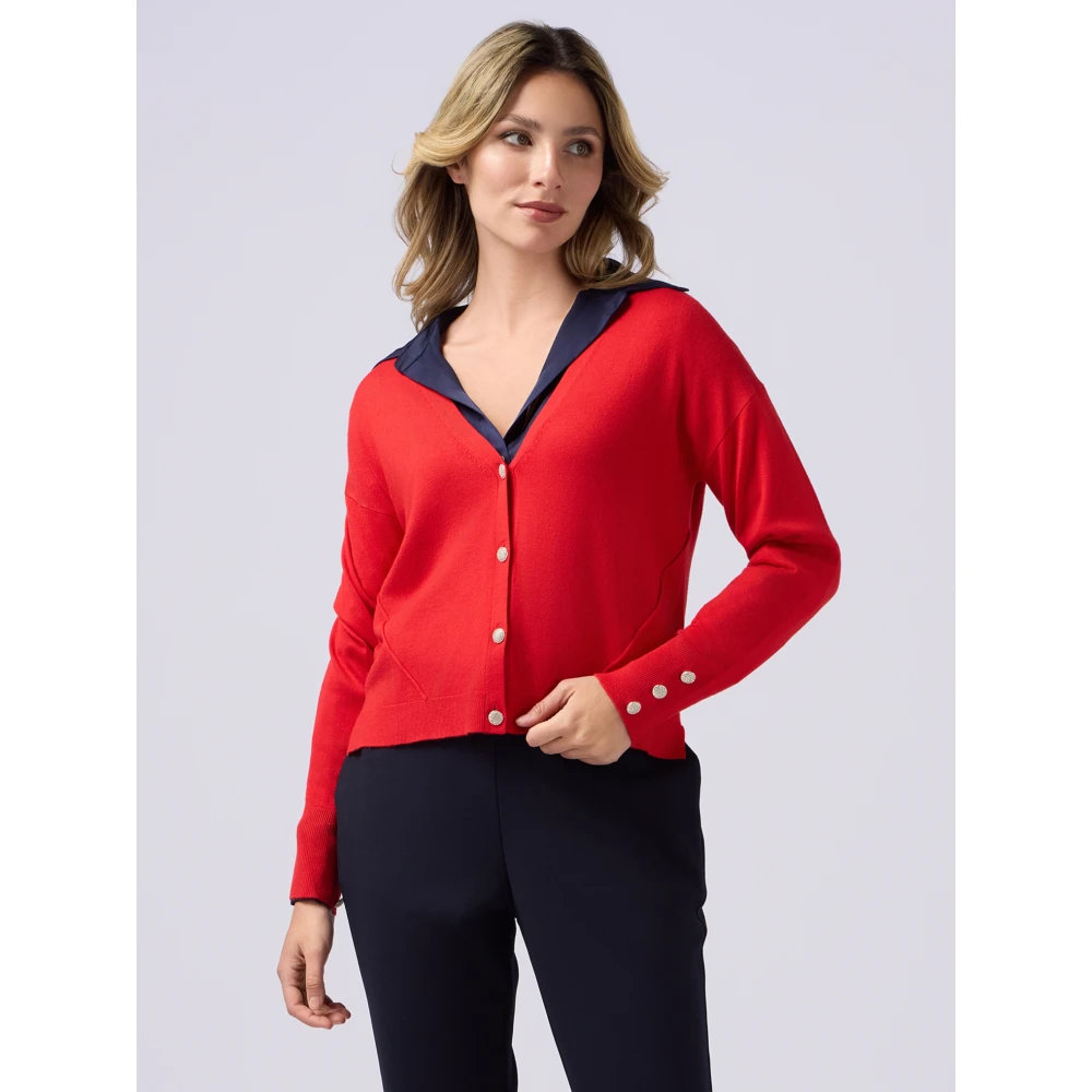 Oltre Vest in viscosemix met sierknopen Red Dames