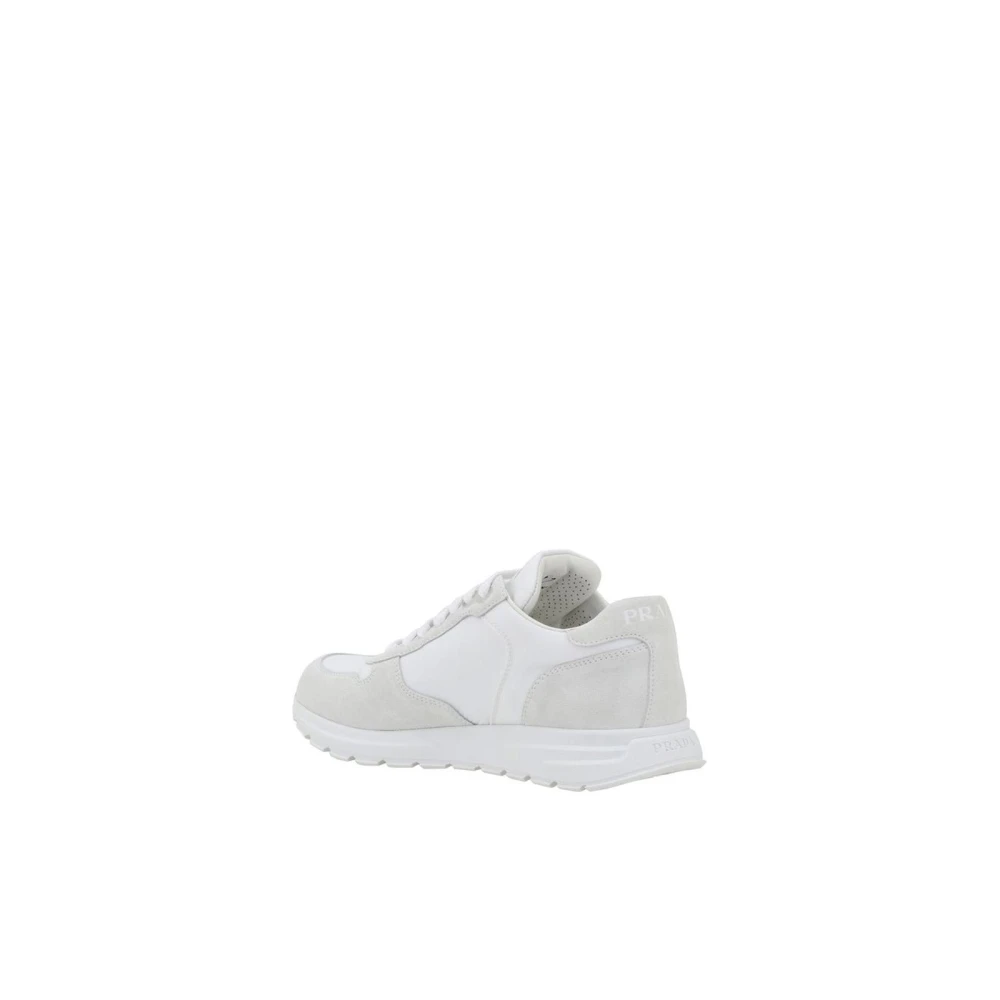 Prada Witte Leren Suède Sneakers Stijlvol Model White Dames