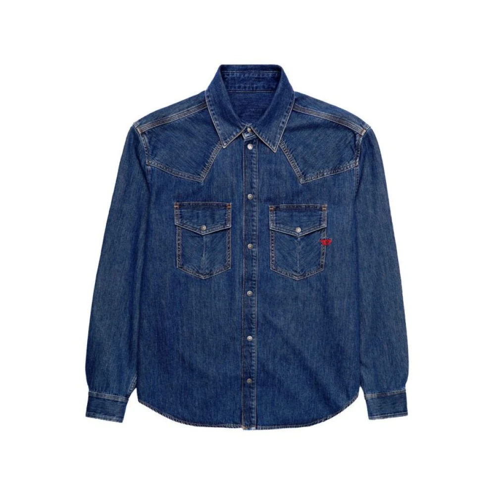 Diesel Men's Blue Camicia Western - Denim Shirts - S - Shirts
