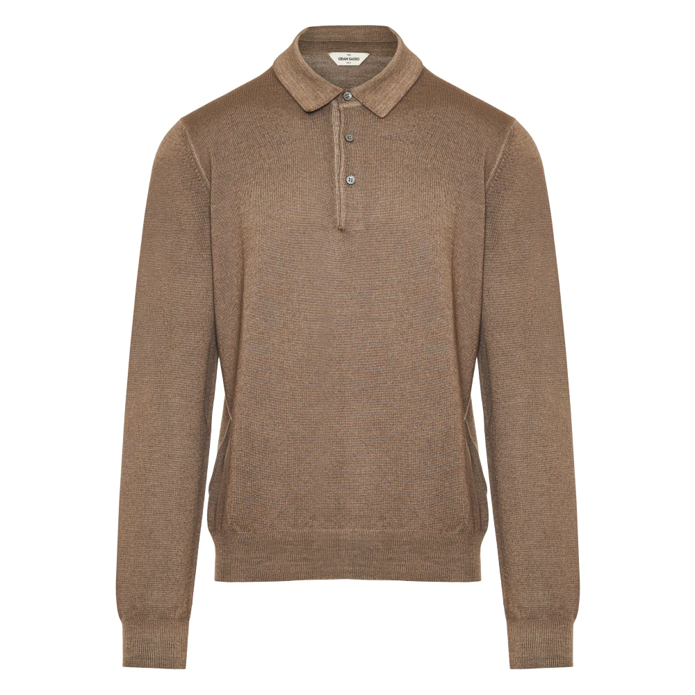 Gran Sasso Wollen Polo Shirt Gemaakt in Italië Beige Heren