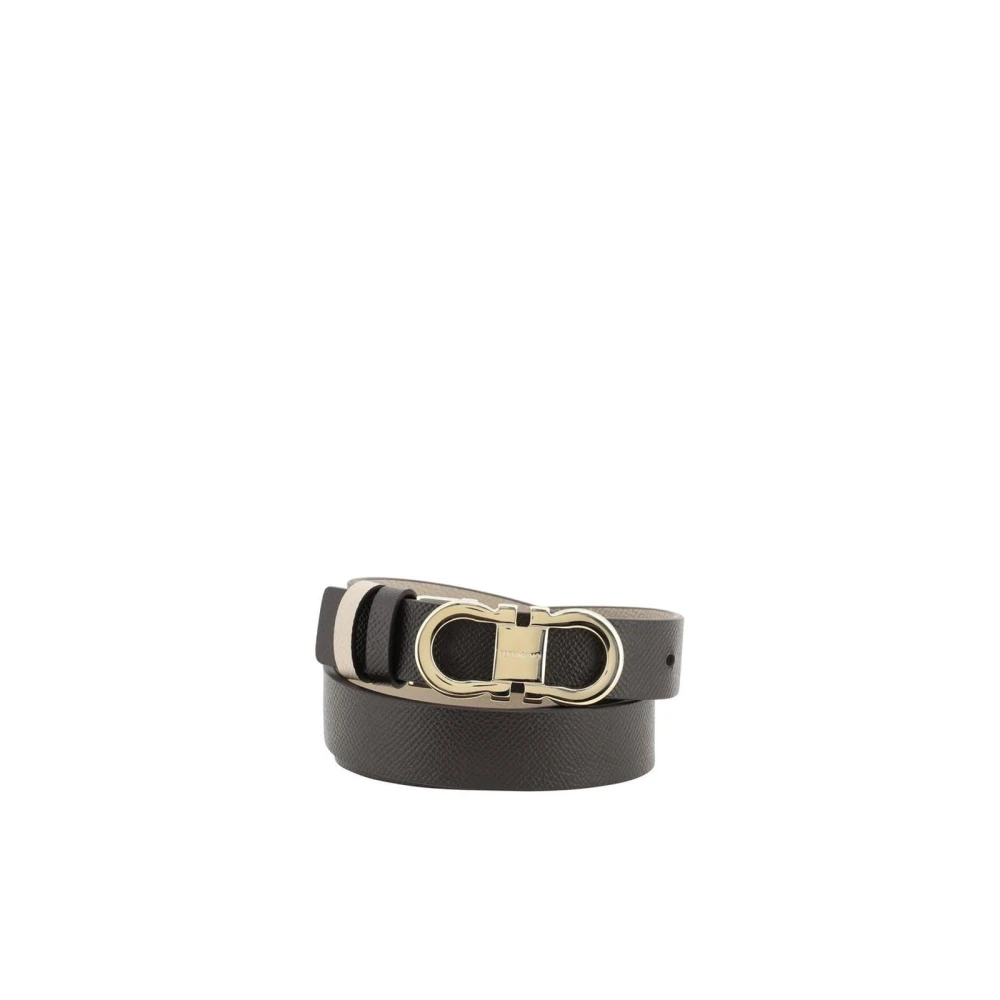 Salvatore Ferragamo Omkeerbare Leren Riem met Gancini Gesp Brown Dames