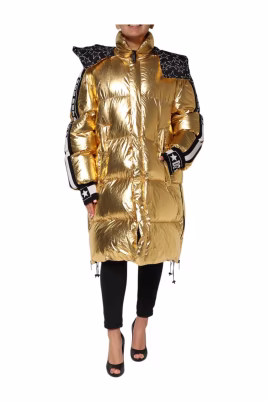 luxe-gouden-hooded-pufferjas-met-logo