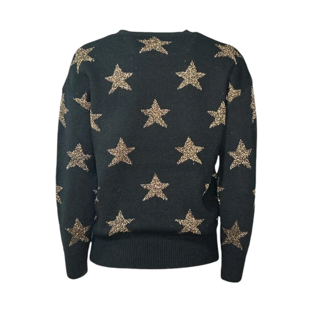 Molly Bracken Gebreide Trui met Lange Mouwen en Ronde Hals Black Dames