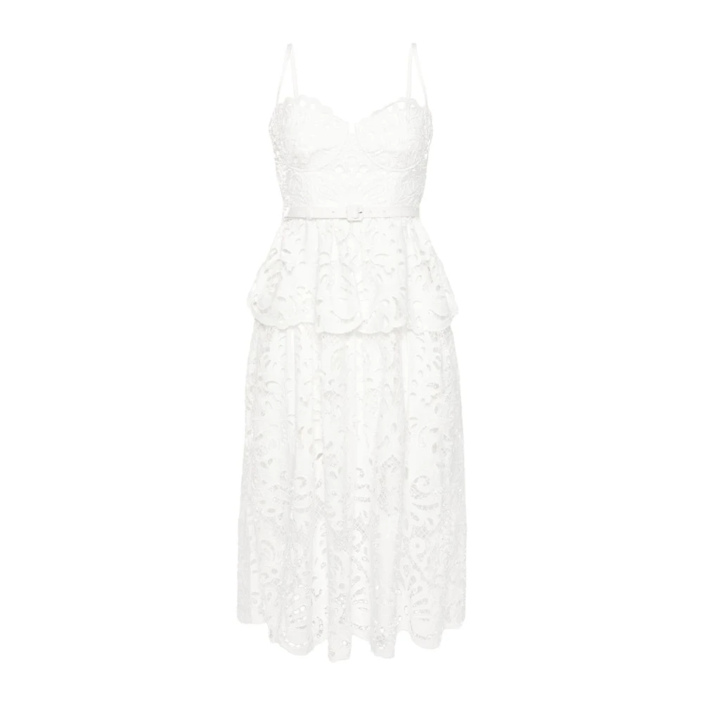 Self Portrait Kant Sweetheart Neck Jurk White Dames