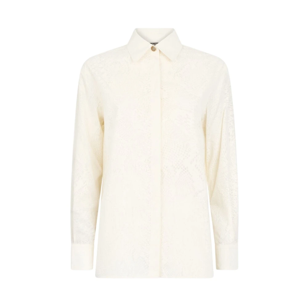 Roberto Cavalli Beige Shirts, Female, M, Python Print Long-Sleeve Shirt