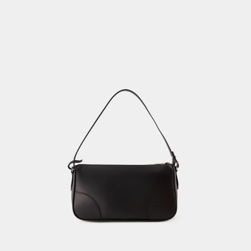 Maison Kitsuné Zwarte Leren Schoudertas Boogie Baguette Black Dames