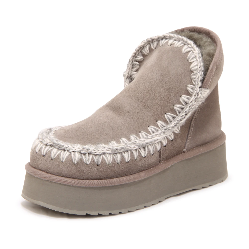 Mou Women's Gray Winter Boots, 7 Uk, Mini Eskimo Platform Boot