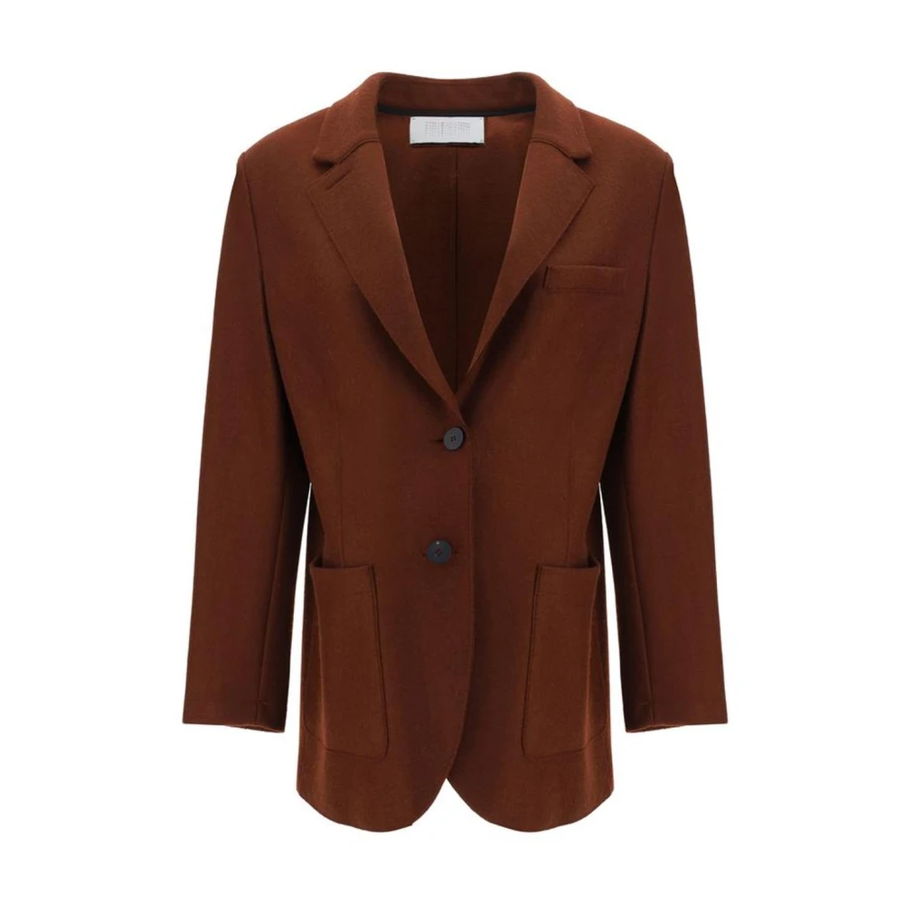 Harris Wharf London Klassieke Revers Fleece Blazer Jas Brown Dames