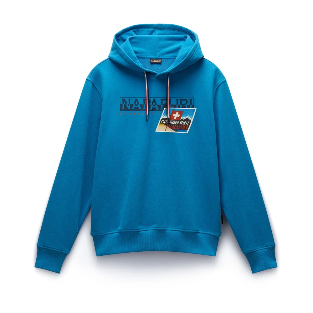 Napapijri Hoodie met trekkoord geborduurd detail Blue Heren
