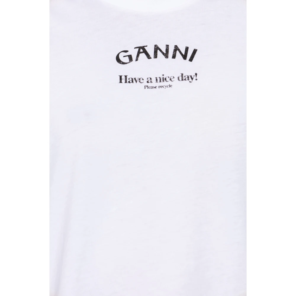 Ganni Relaxte O-hals T-shirt White Dames