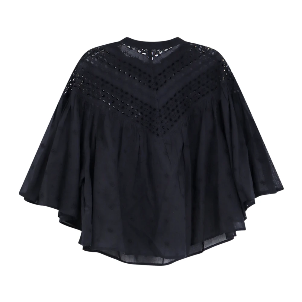 Isabel Marant Étoile Geborduurd biologisch katoenen shirt Black Dames