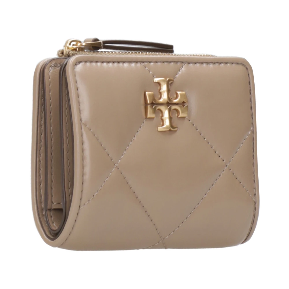 TORY BURCH Portemonnee van gewatteerd leer met dubbel T-logo Beige Dames
