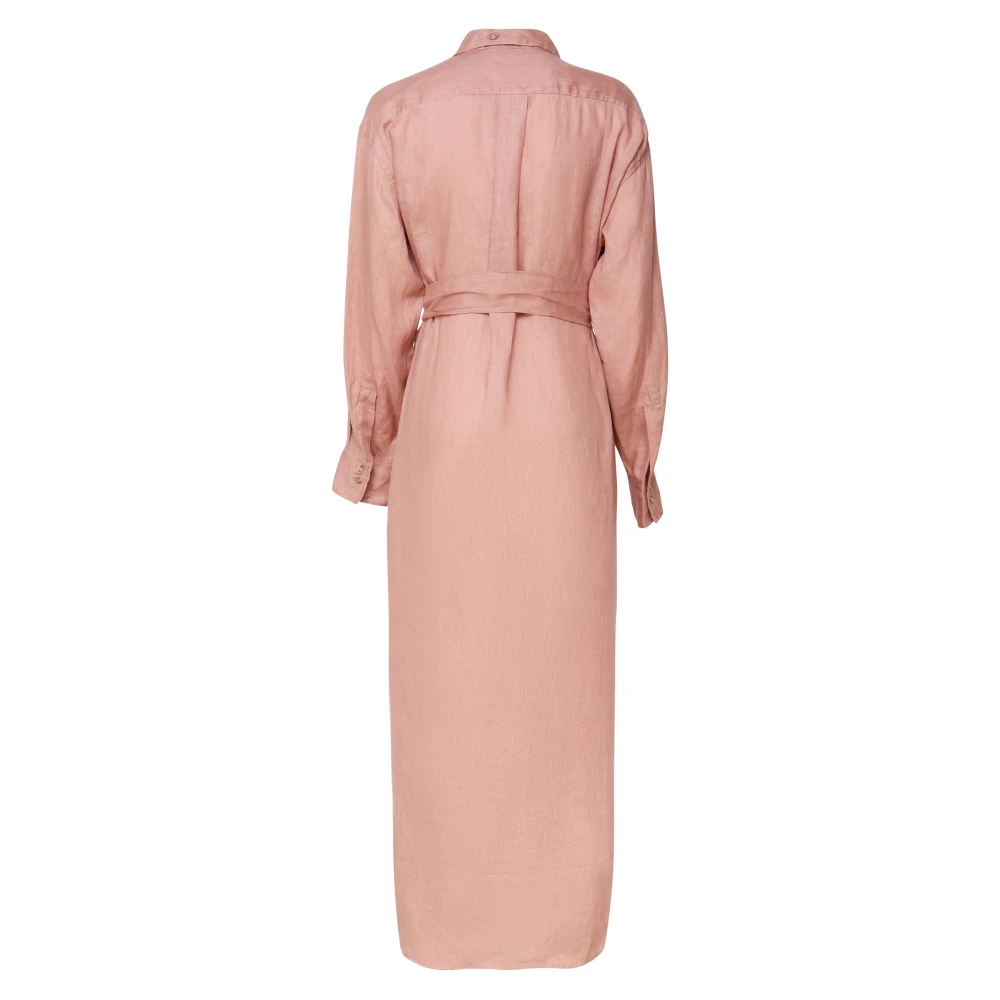 Ottod'Ame Linnen overhemdjurk met Sash Riem Pink Dames