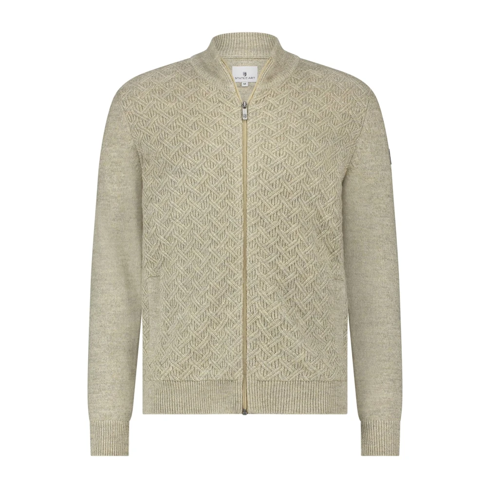 State of Art fijngebreid vest met ingebreid patroon beige