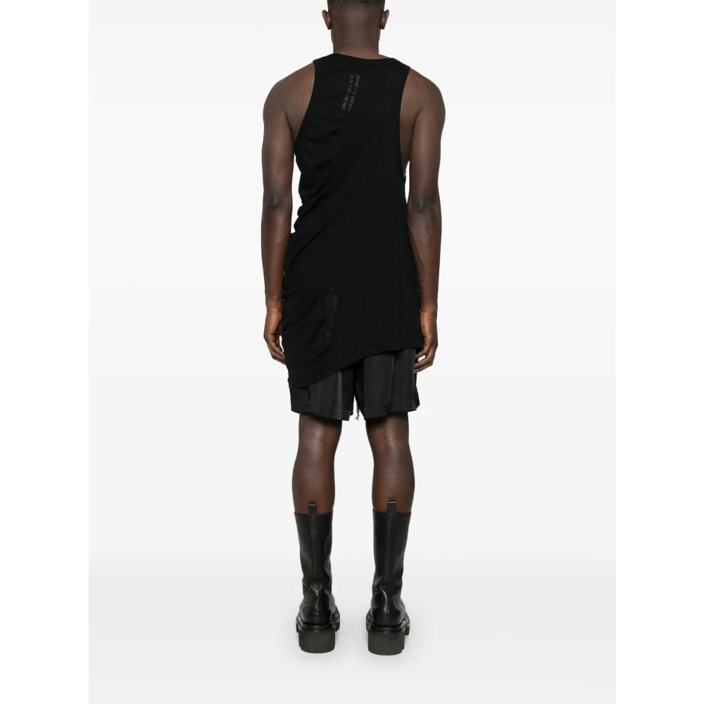 Rick Owens Gedrapeerde Top met Ronde Hals Black Heren