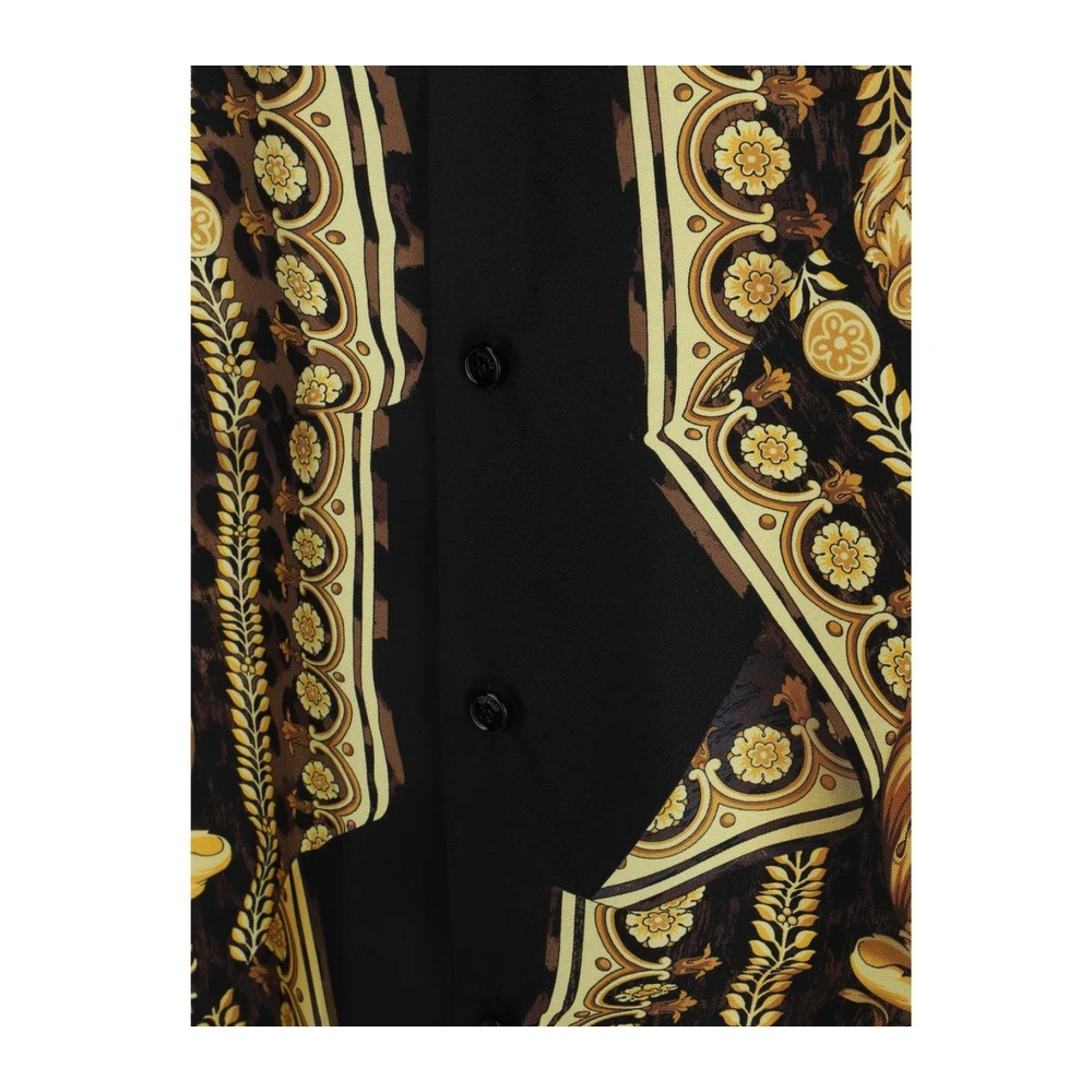 Versace Barocco Print Zijden Cubaanse Kraag Shirt Multicolor Heren